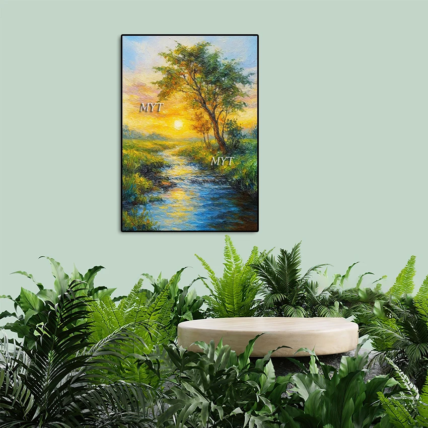 

Tree Landscape Art Abstract Paintings, Outdoor Beautiful Scenery Wall Picture, Frameless, Canvas Handmade Artwork, Large Size