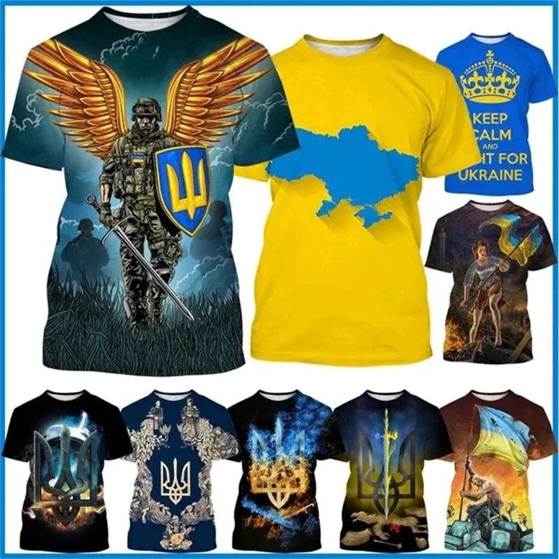 Uwielbiam koszulkę graficzną z ukraińską flagą dla mężczyzn odzież 3D ukraiński patriotyczny emblemat T-shirt z krótkim rękawem bluzki Unisex koszulki