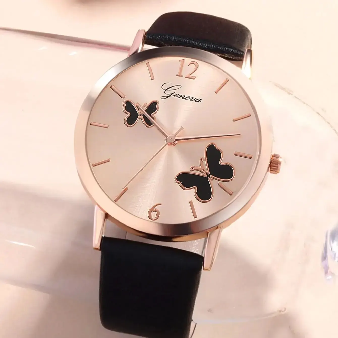 Six-piece High-end Leather Disc Cute Watch Set For Girls