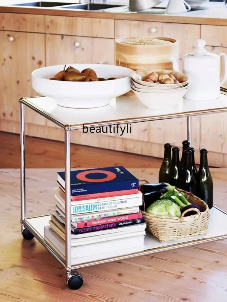 S Dining Car Stainless Steel Module Combination Sofa Small Table Removable Storage Cart Light Luxury and Simplicity furniture
