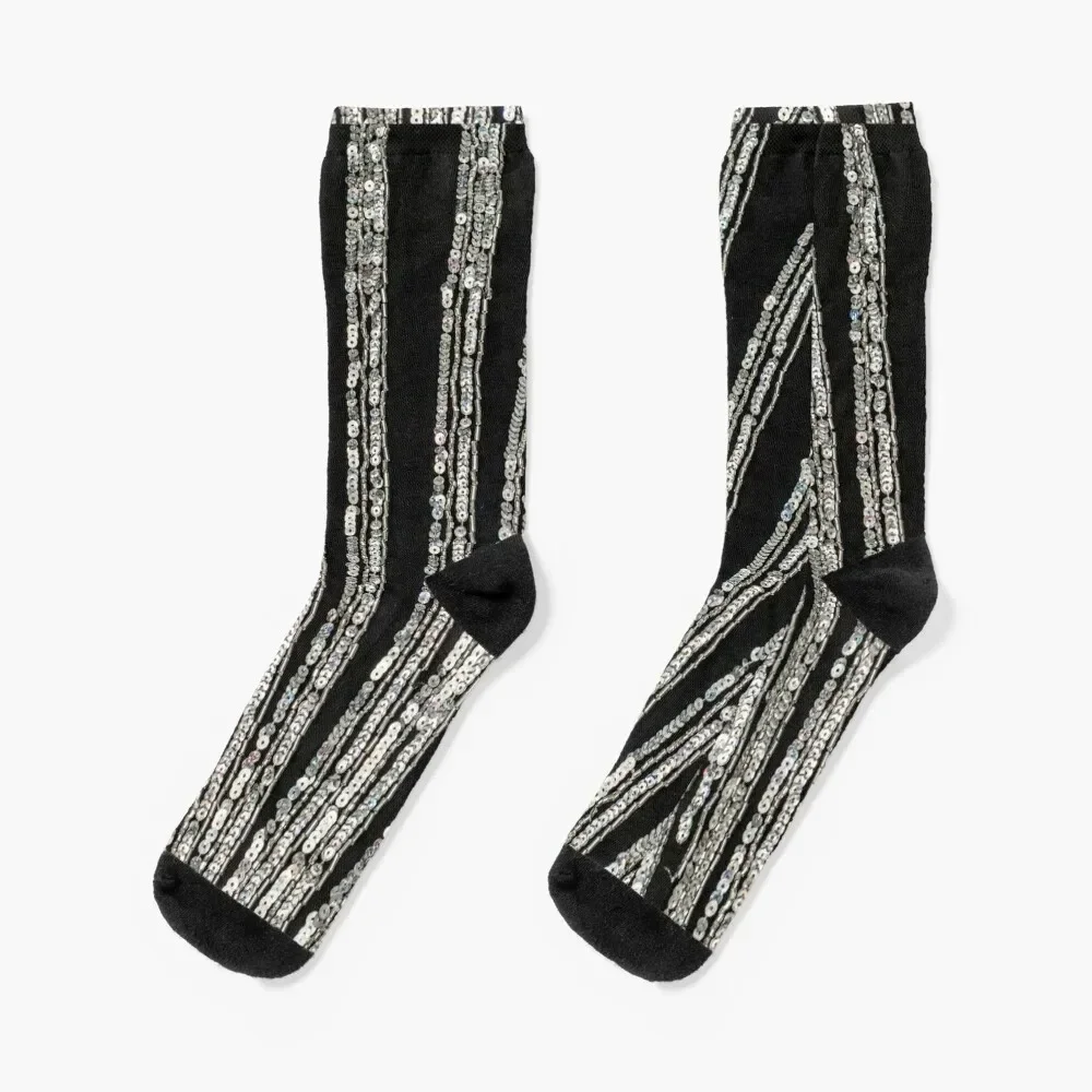 

Silver and Black Sequins Socks Men's ankle funny gifts Woman Socks Men's