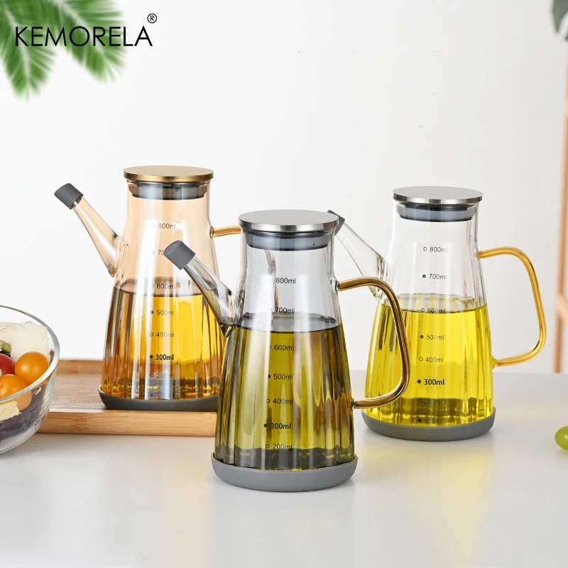 1-teiliger Glasöltopf für Gewürz flasche mit großer Kapazität und abgestuftem Edelstahl deckel Anti-Leck-Anti-Rutsch-Grill öl flasche