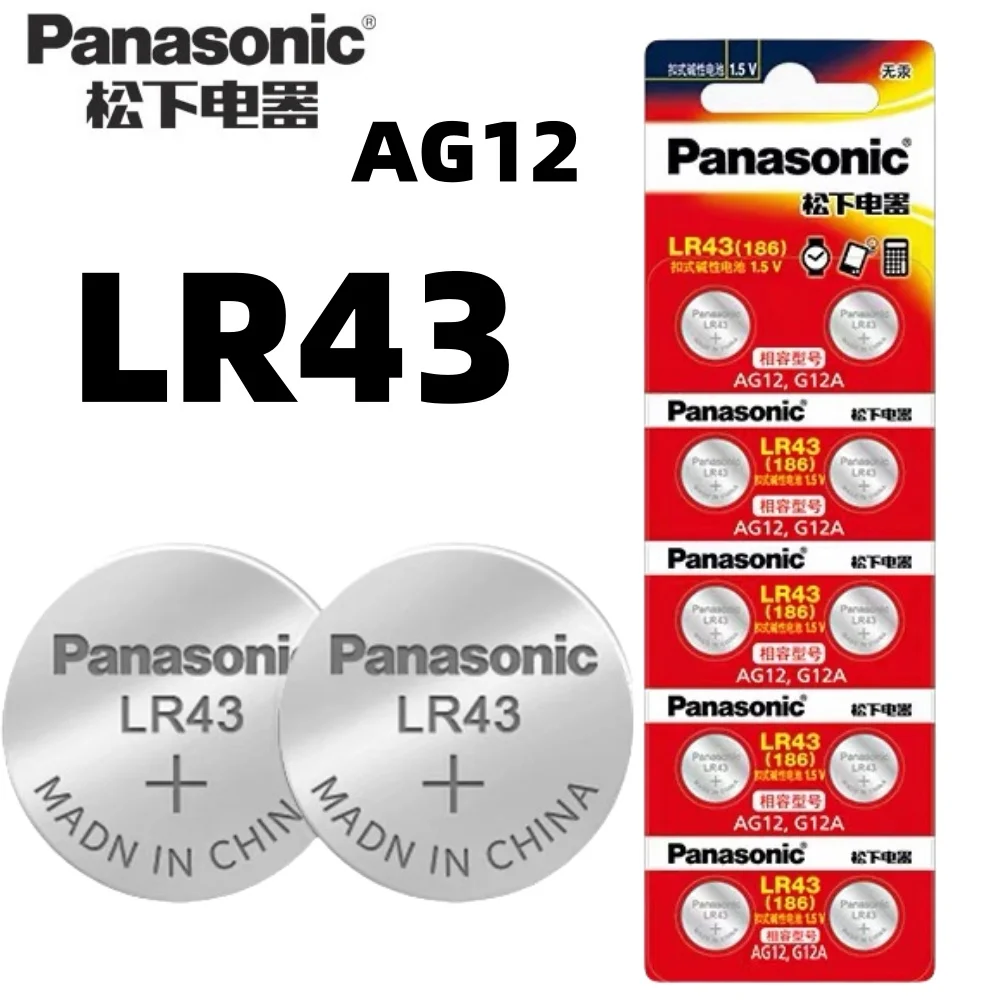 2-50PCS Panasonic 1.5V AG12 LR43 SR43 186 386 LR1142 AG12 Button Batteries SR43W SR1142 Cell Coin Watch Toys Remote Battery