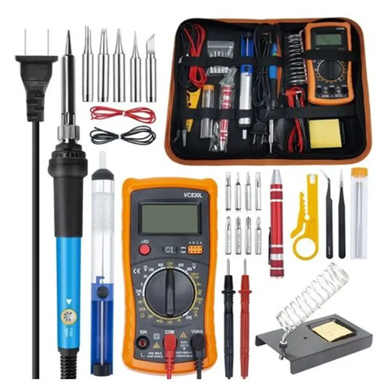 220V110V60W Adjustable temperature electric soldering iron Multimeter set Maintenance tool Internal thermal soldering pen