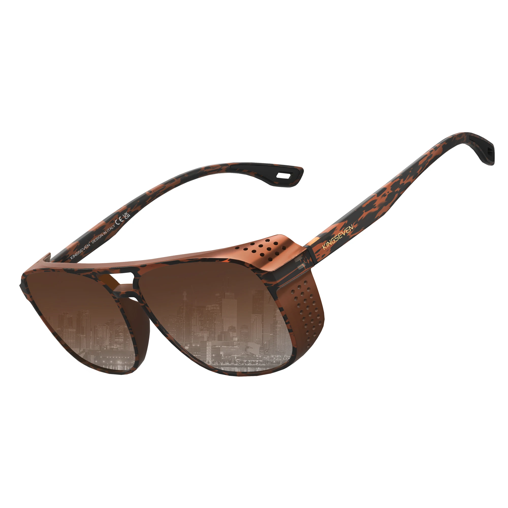 KINGSEVEN Trendy Rechteck Große Rahmen Sonnenbrille Vintage Polarisierte Frauen Männer Gläser Kausalen Fahren Urlaub Brillen UV400 – Detail 5