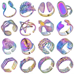 Rainbow Eye Horus Heart Star Ring Music Hip Hop Jewelry Stainless Steel Rings For Women Men Accessories Anillos Acero Inoxidable
