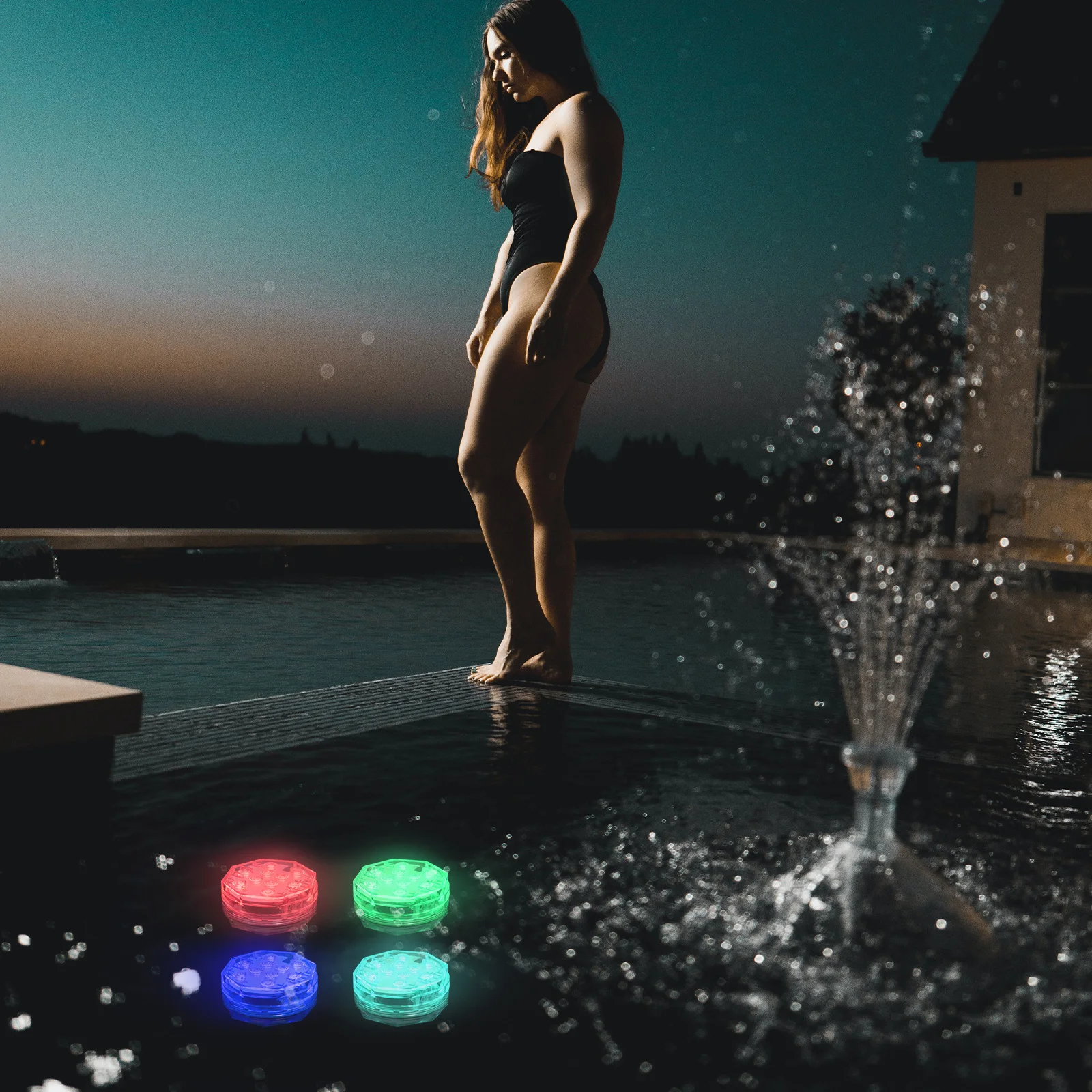 LED Submersible Light Waterproof Underwater Pool Light Color Changing Remote Control Bright Atmosphere