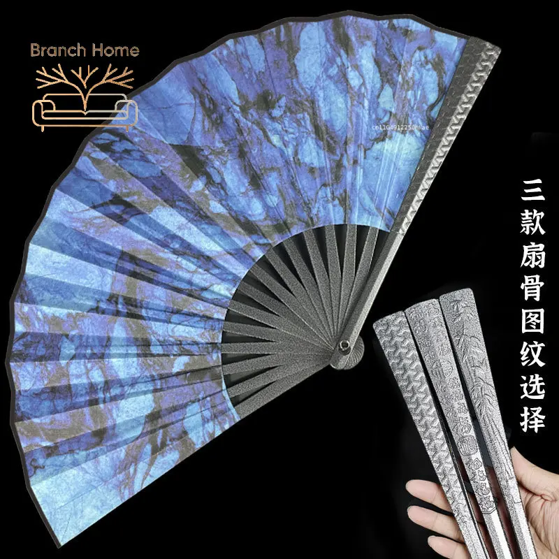 Full Titanium Alloy Iron Fan Self-Defense Kung Fu Tai Chi Hanfu Fan Docorated Metalworking Crafts Hollow Folding Decorative Fans