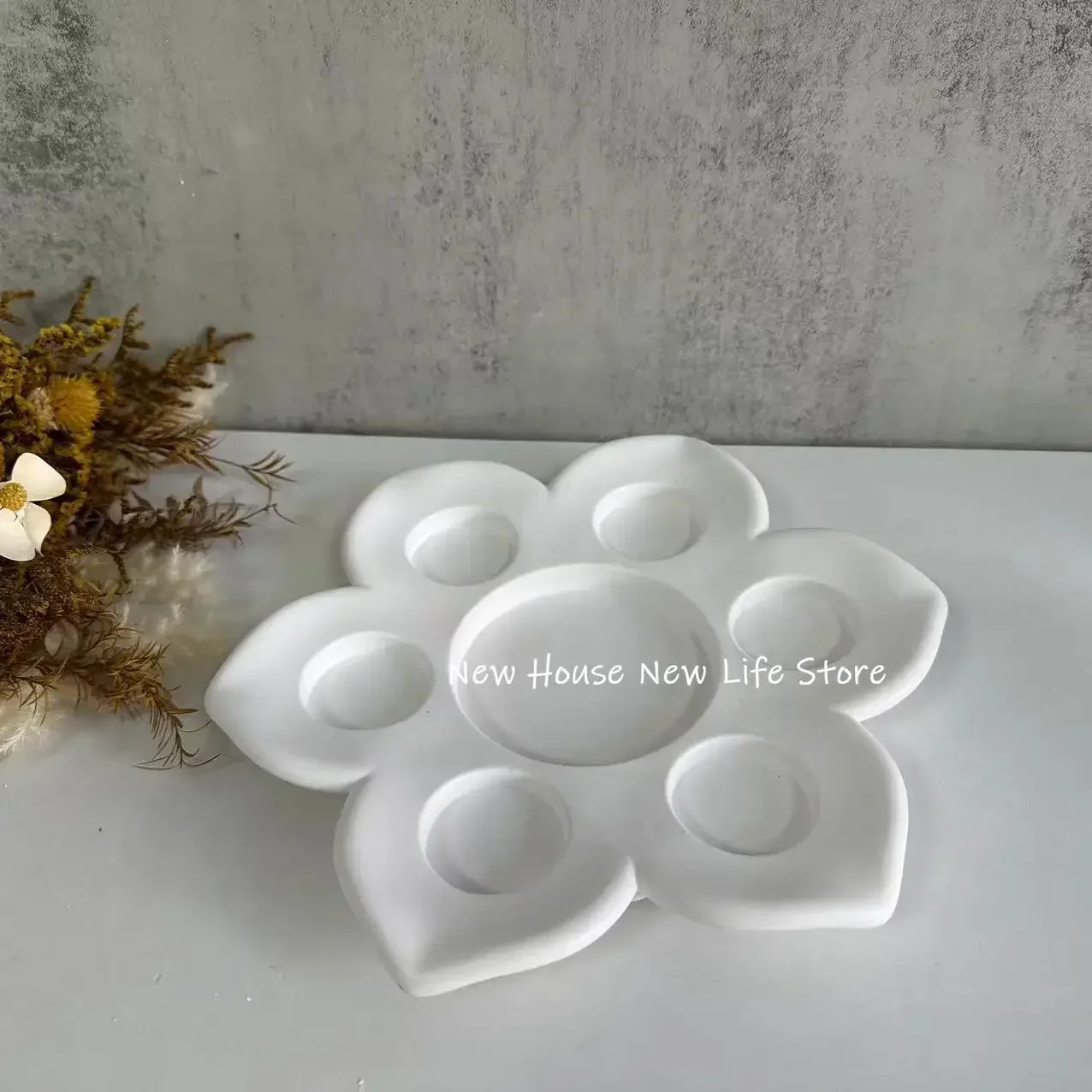 Six Holes Lotus Candlestick Silicone Mold DIY Candle Holder Gypsum Resin Mould Candle Cup Storage Tank Plaster Mold Home Decor