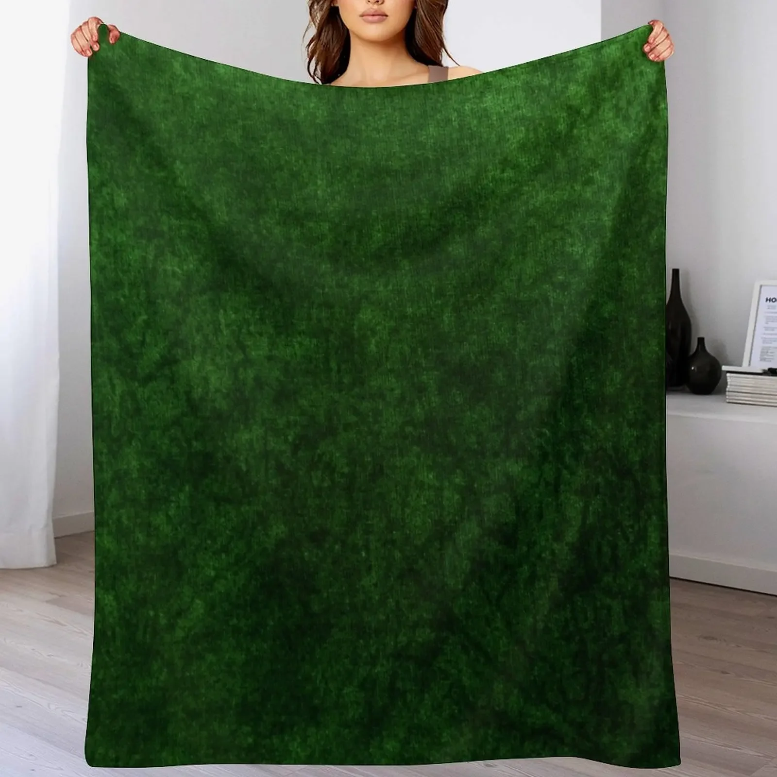 

Emerald Green Grass Velvet | Texture Throw Blanket Travel Size Cozy Blanket for Plane Train