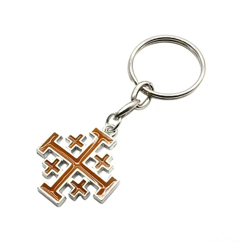 31BF Linked Clasp Crosses Ring Charm for Daily Carry and Small Gifts