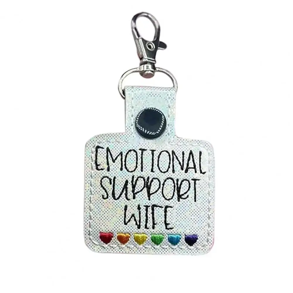 Embroidered Emotional Support Coworker Hanging Decor Embroidered Rainbow Heart Keychain Pendant for Emotional Support Coworker