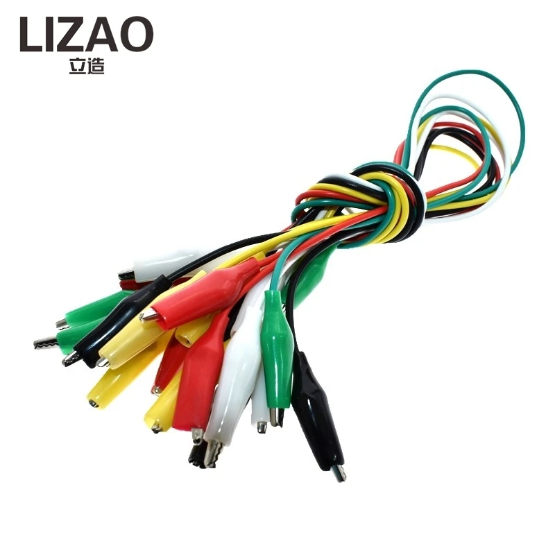 LIZAO 10PCS 50CM Alligator Clip Test Jumper Wires Double-ended Crocodile Clips Electrical DIY Testing Lead Cable