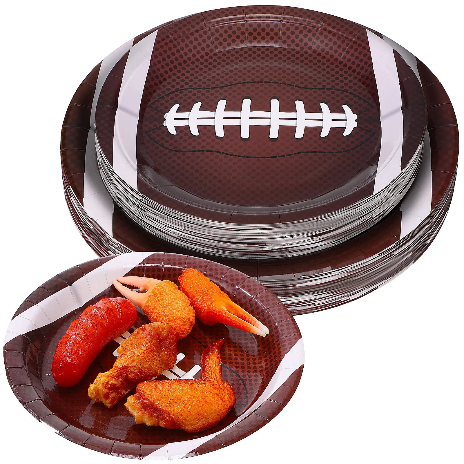 

96Pcs Football Themed Paper Plates Creative Ball Shape Reliable Thick Paper for Sports Parties Family Gatherings Snacks Cupcakes
