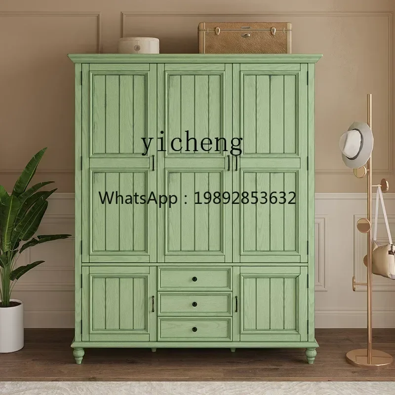 

Зеленый твердый деревянный противоположный дверной четырехдверный шкаф для дома, спальни, шкаф для хранения из ясеня, большой шкаф