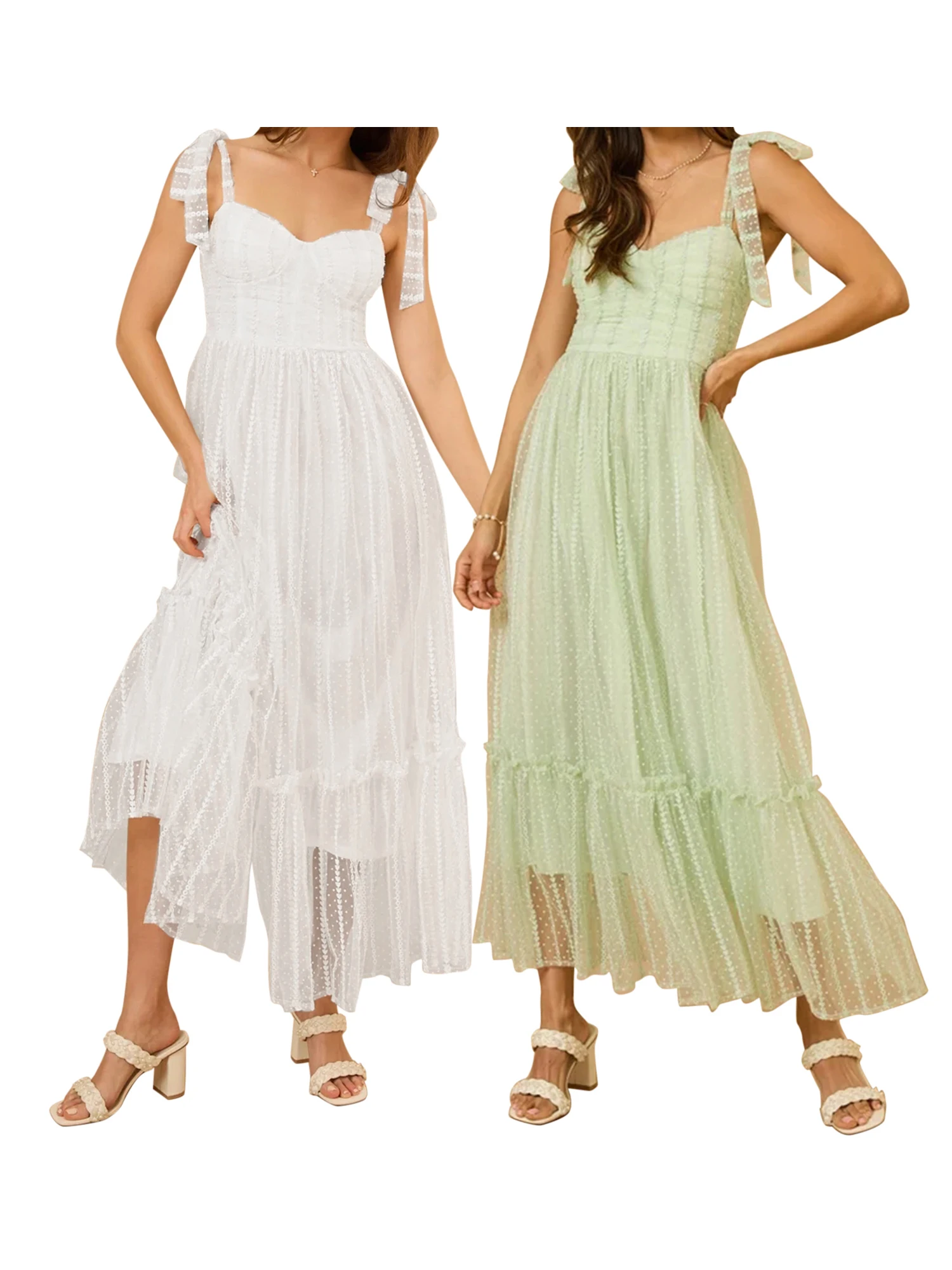 Elegant Floral Lace Sleeveless Dress with V-Neckline and Tie-Up Straps for Summer Wedding Party Beach Streetwear Cocktail