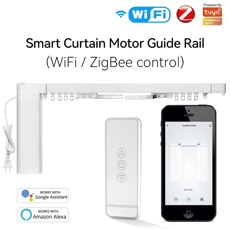 BOLRZO Golden Security WIFI ZIGBEE Smart Home Curtain Motor Kit with Google Home Alexa Electric Silent Motor DIY Kit Tuya APP