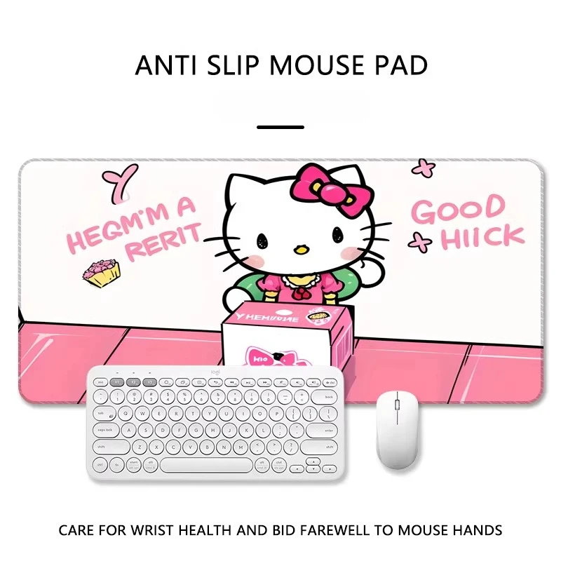

Новый кожаный коврик для мыши Hello Kitty для девочек, большой, милый, мультяшный, для ноутбука, для общежития, нескользящий, водонепроницаемый, для офисной клавиатуры