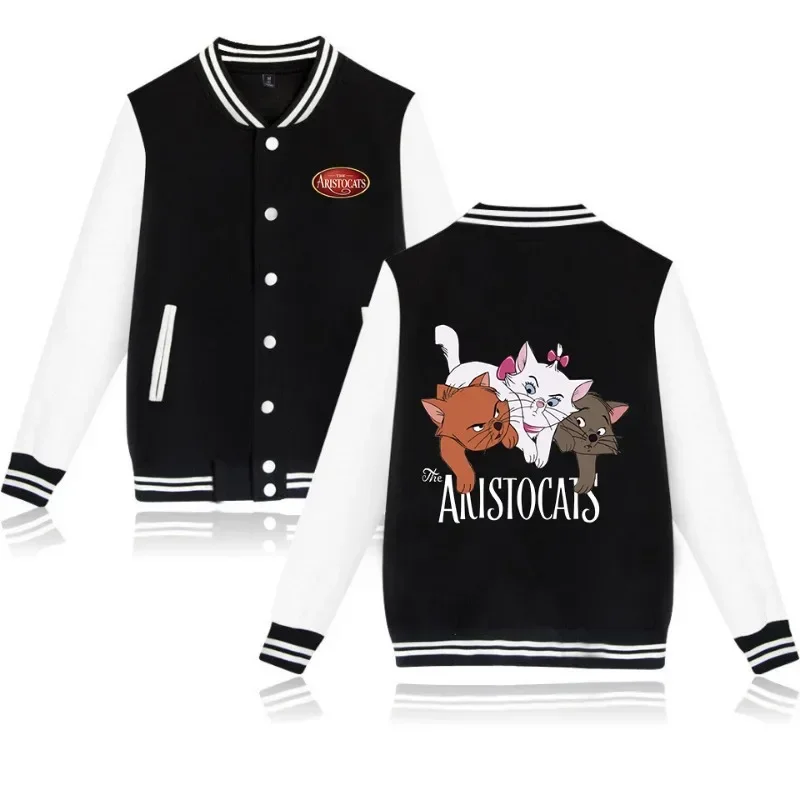 Disney Marie Cat Cute Cartoon Woman Jacket Y2K Kawaii Anime The Aristocats primavera autunno New Loose Sports Baseball Uniform Gifts