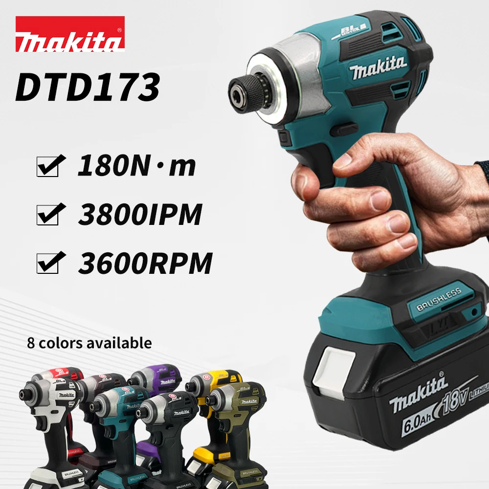 Makita DTD173 18V Cordless Impact Driver 180 N.m Brushless Electric Drill Screwdriver LED Multifunction Household Tool