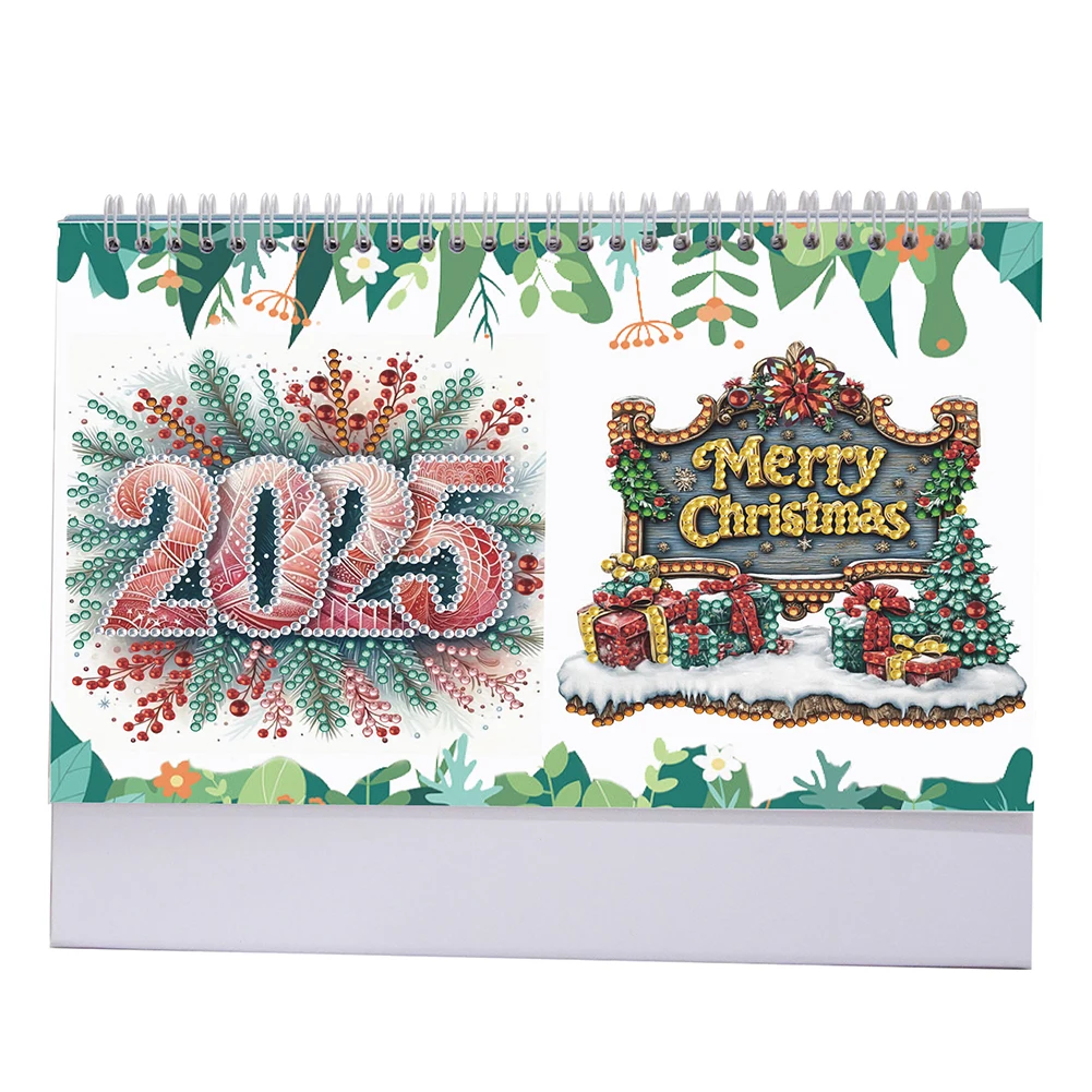 

2025 Special Shape Merry Christmas Table Top Diamond Painting Ornament Desktop Diamond Standing Calendar for Bedroom Living Room