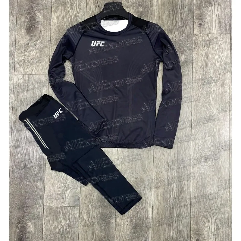 

2025 UFC long Sleeve Shorts Set Fighting Boxing Night Men's And Women's Loose Breathable Speed Drying Training Sport Comfort Set