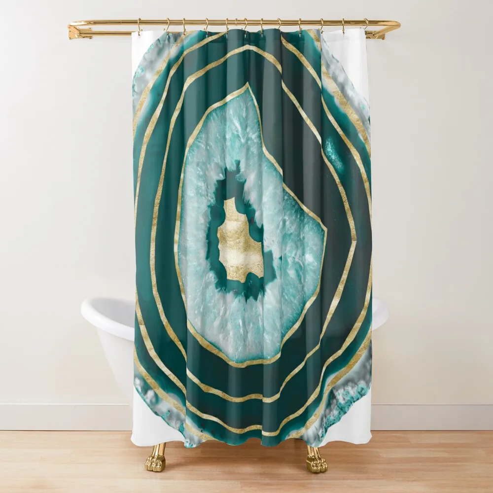 

Moon Stone Agate Gold Foil Glam #1 #gem #decor #art Shower Curtain For Shower For Bathroom Shower Bathroom Deco Curtain