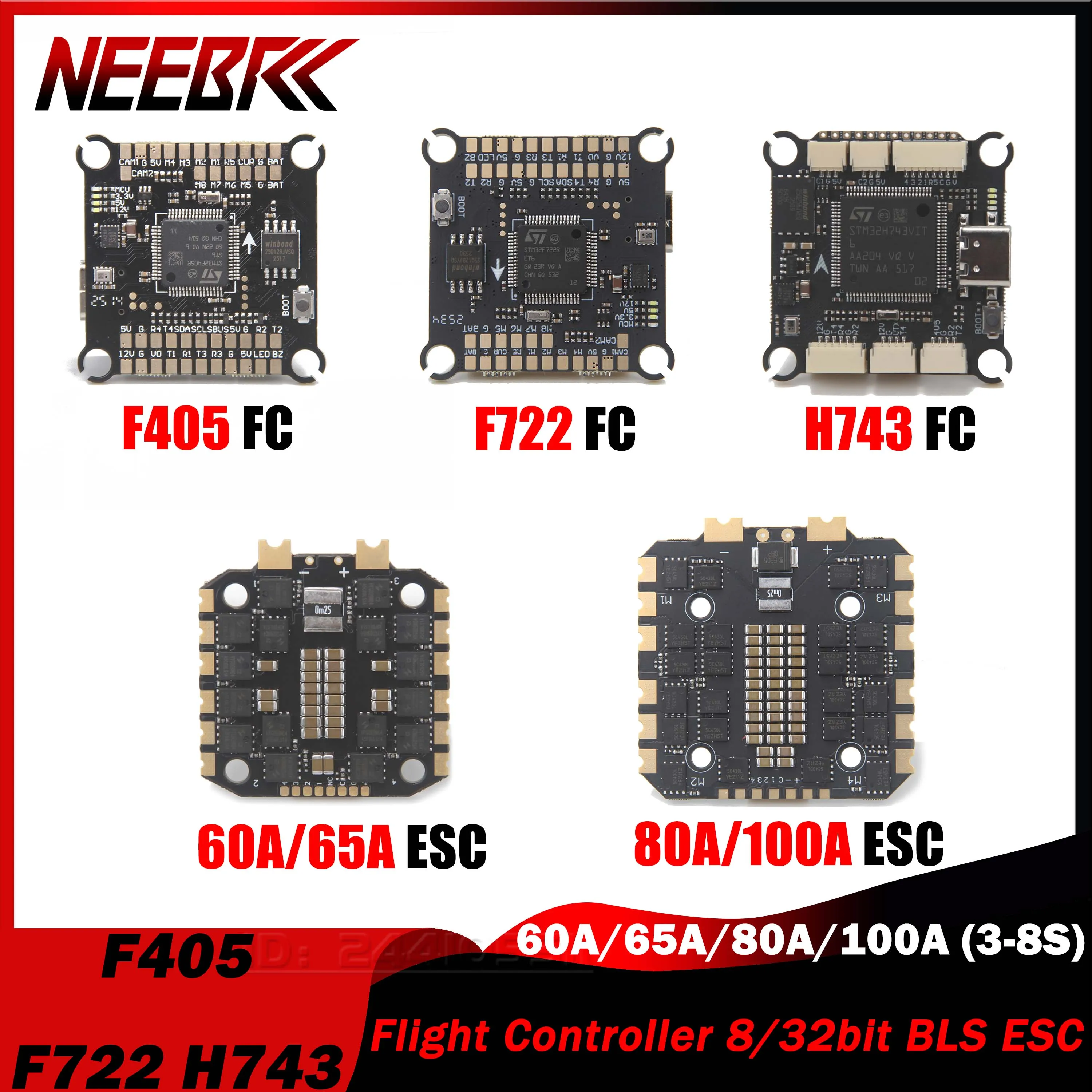 F405 F722 H743 Flight Controller FC 8/32bit BLS-60A/65A/80A/100A 4in1 ESC Stack 3-8S for RC FPV Racing Drone Plane Quadcopter