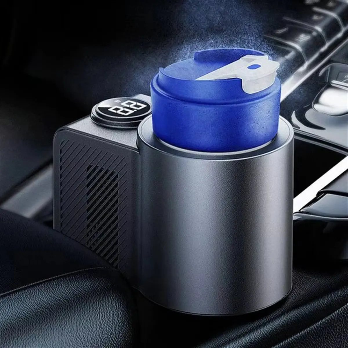 T422C-Car Cooling and Heating Cup Holder with Coffee Cup 2 in 1 12V 36W Intelligent Auto Heater Cooling Travel Mug for Car HOT