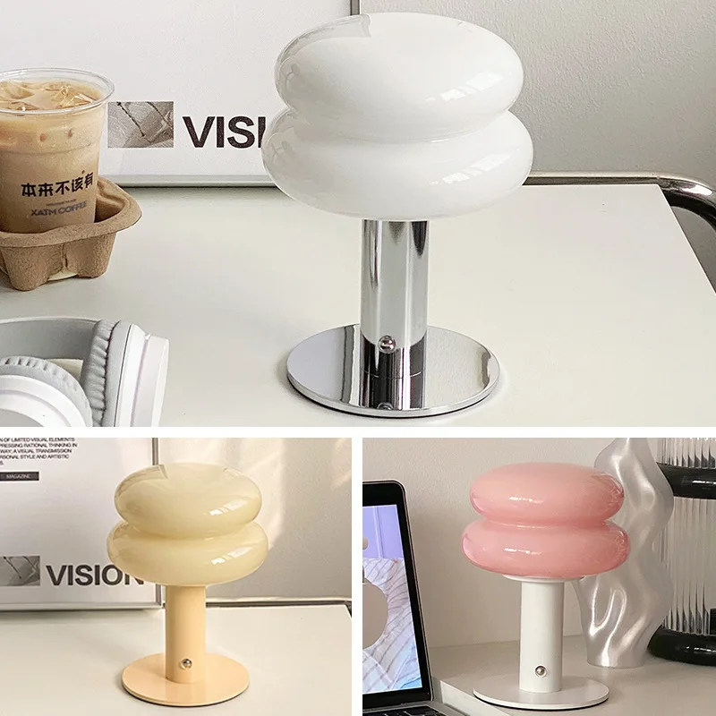 Touch Controlled Tri-Color Dimmable LED Charging Mushroom Night Light Decorative Ambient Lamp Desk Lamps Home Decor