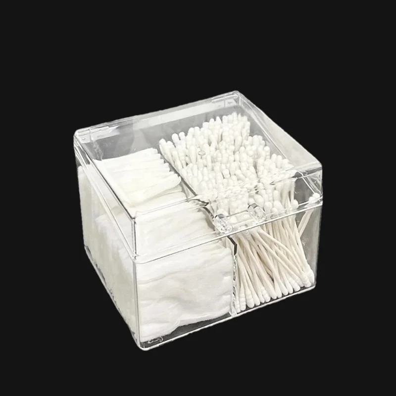 

Cotton Swab Storage Box, Plastic Cosmetic Cotton Stick Storage Box With Cover, Waterproof Transparent Makeup Stand