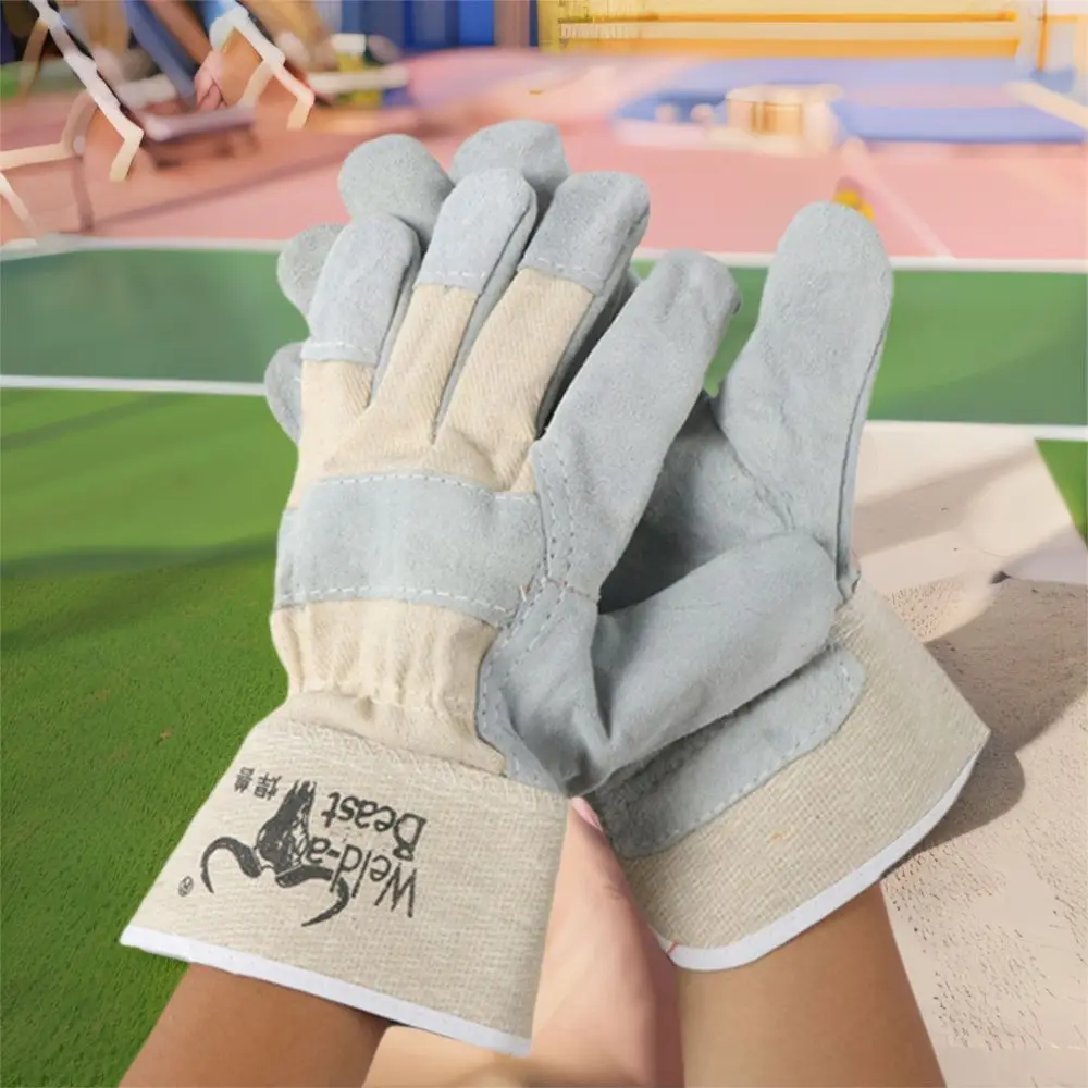 

1 Pair Abrasion Resistant Leather Welding Gloves Labor Protection Heat Resistant Cowhide Work Gloves Thickened