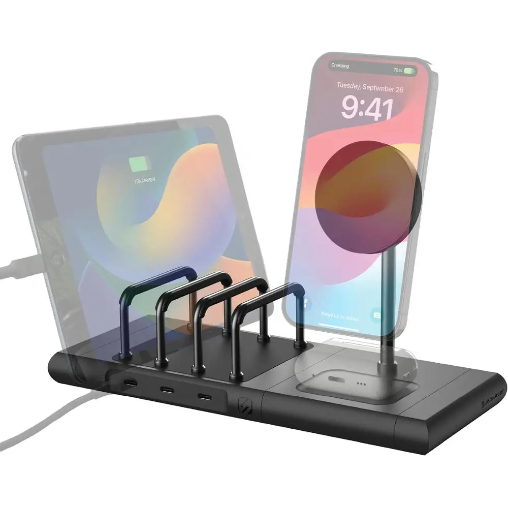 

Multi Charging Station with 15W Qi2 Magnetic Stand, 5W Wireless Pad and 60W USB-C Port for iPhone, MagSafe Accessories