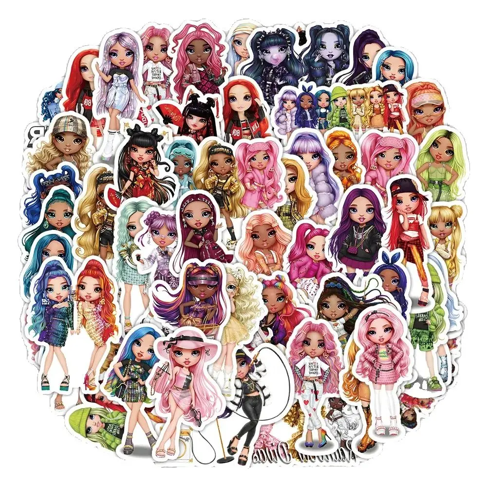 50 Uds. De muñecos de arcoíris bonitos de dibujos animados, pegatinas creativas de grafiti personalizadas, pegatinas impermeables para ordenador