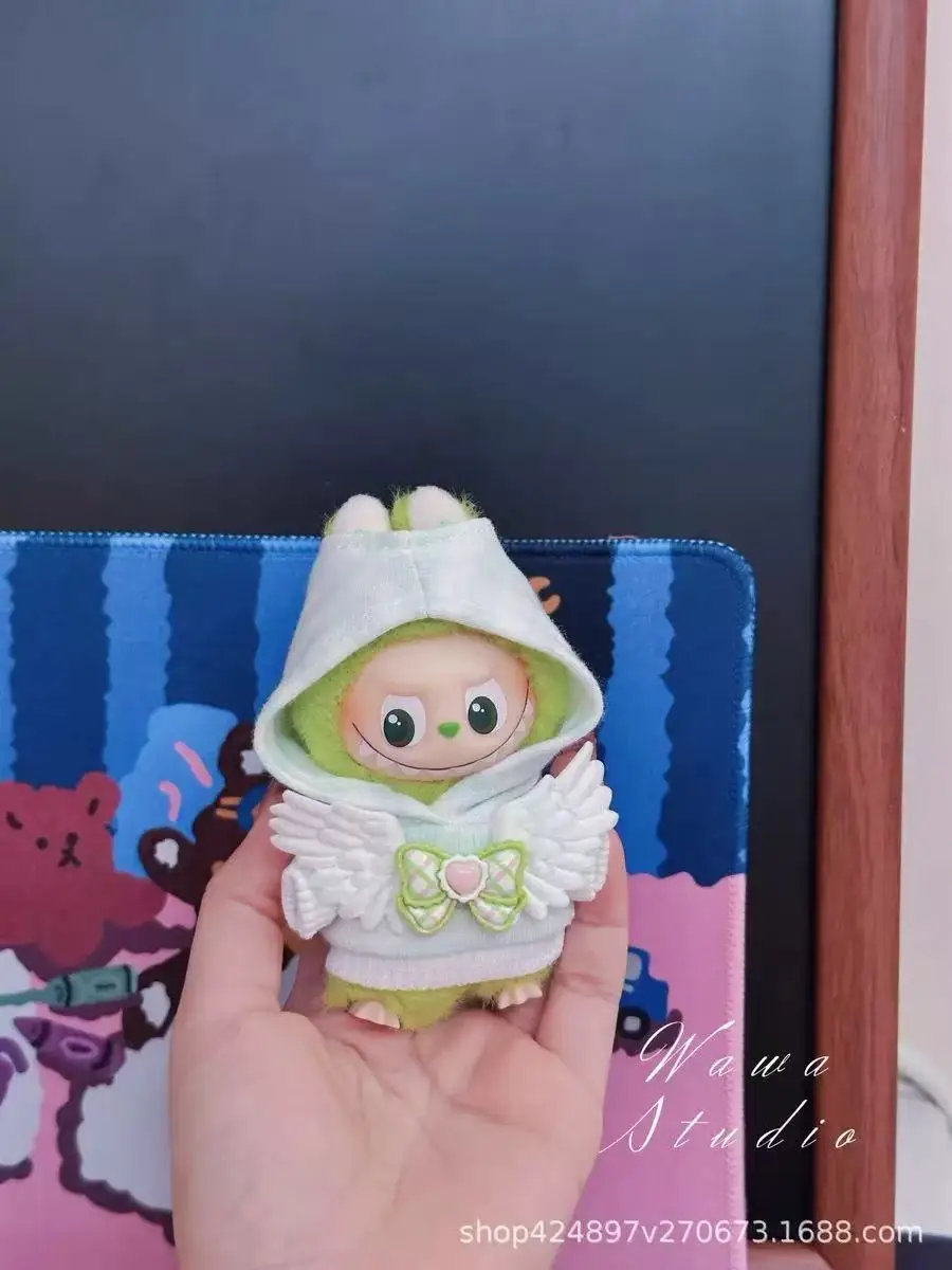 

Одежда Labubu 4-го поколения 10 см, толстовка с капюшоном Angel Cat, аксессуары для кукольной одежды, без кукол