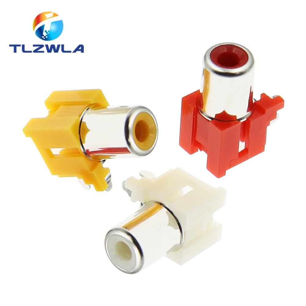 AV-8.4-5 2x Holes 2Pins RCA Sockets 90Degree Audio Video Connecctors Jacks Yellow White Red