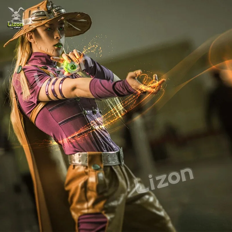 

CyJoJo's Bizarre Adventure Steel Ball Run Gyro Zeppeli Cosplay Costume Spin Master Cosplay Costume Full Set with Hat Halloween
