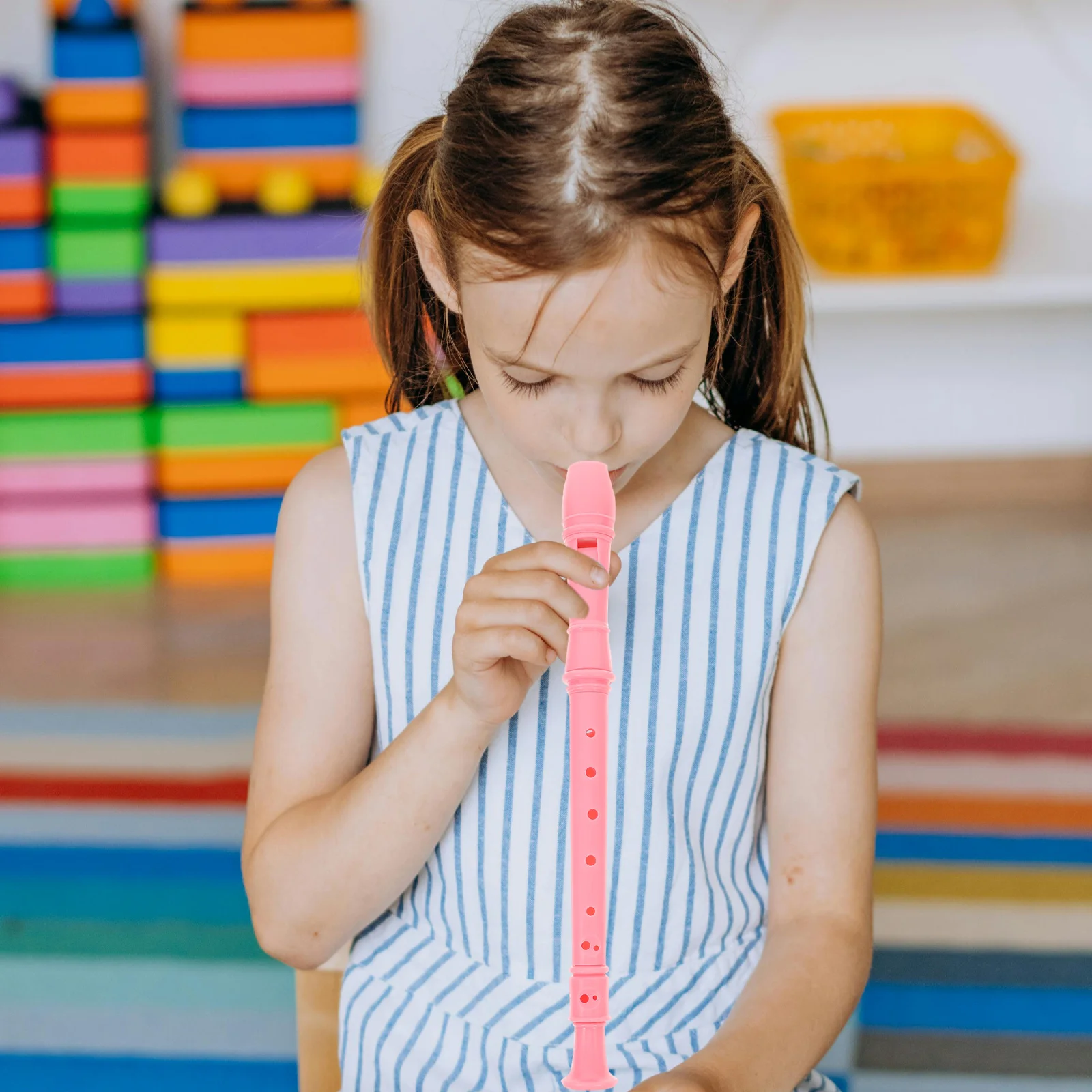 

8 Hole Soprano Recorder Instrument Pink for Adults School Band Practice Classical Music Performance Includes Cleaning Rod