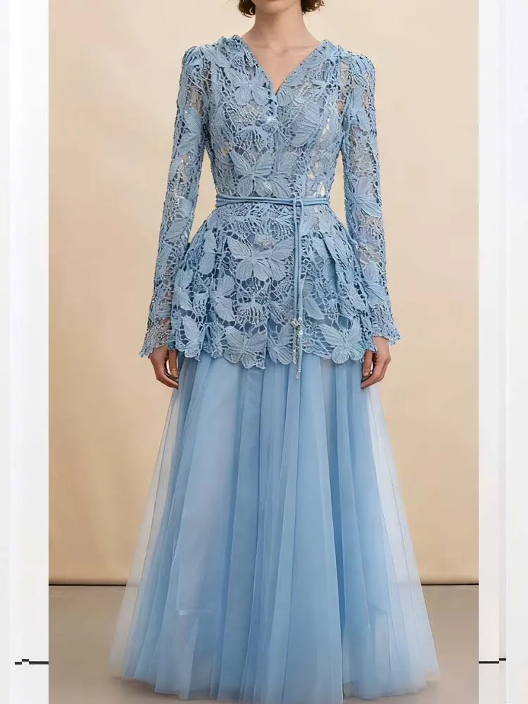 

Elegant Lace Embroidered Long Sleeved Top With Camisole And Skirt Three Piece Set 2025 New Fashionable Autumn Women'S Clothing