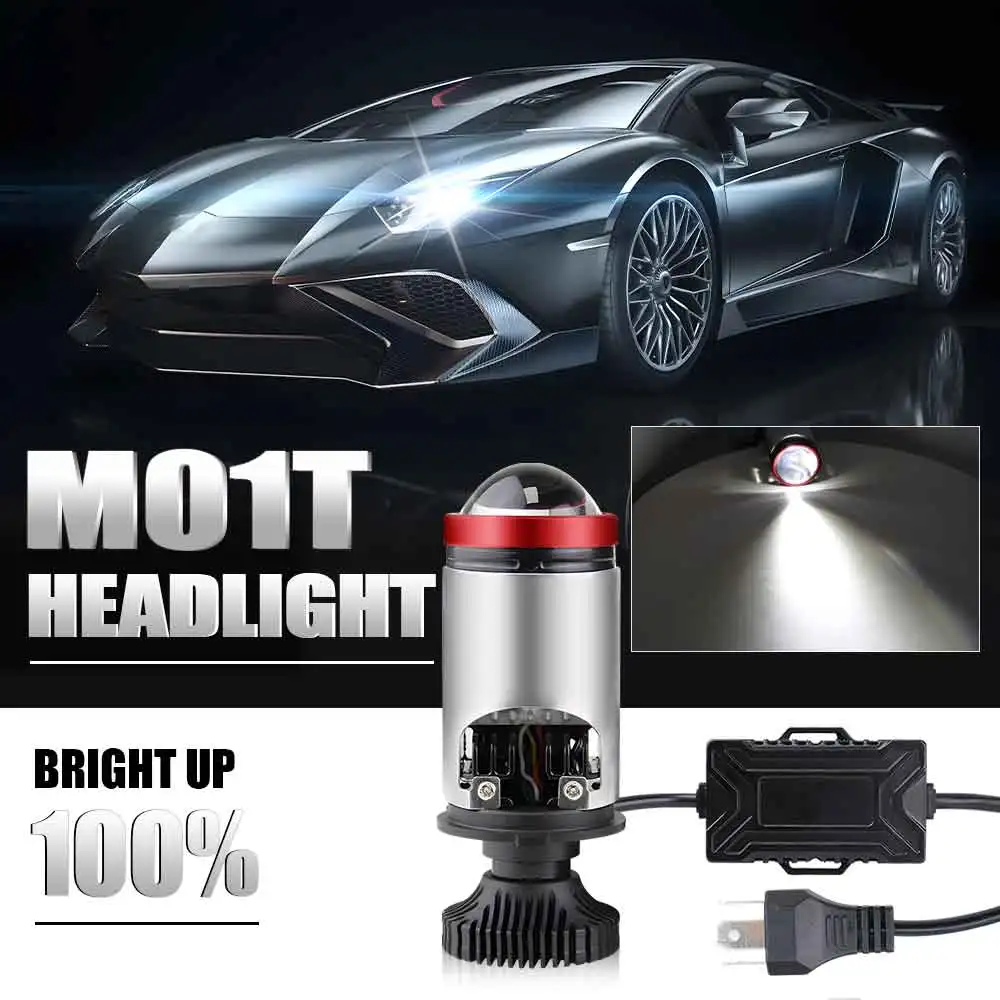 H4 Mini Bi Led Projector Lens Headlight Bulbs High Low Beam Led Lenses Spotlight 12V 90W 5500K For Car Motorcycle Plug and Play