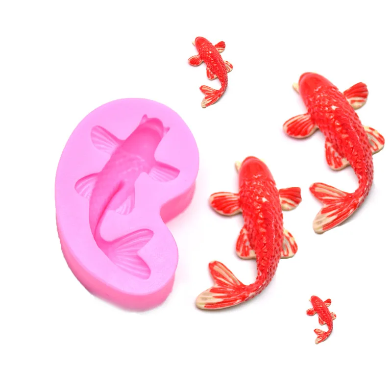 DIY Goldfish Fondant Silicone Mold - 3D Realistic Shaped Carp Fish Sugar Craft Silicone Mold For Boys Girls Birthday Baby Show