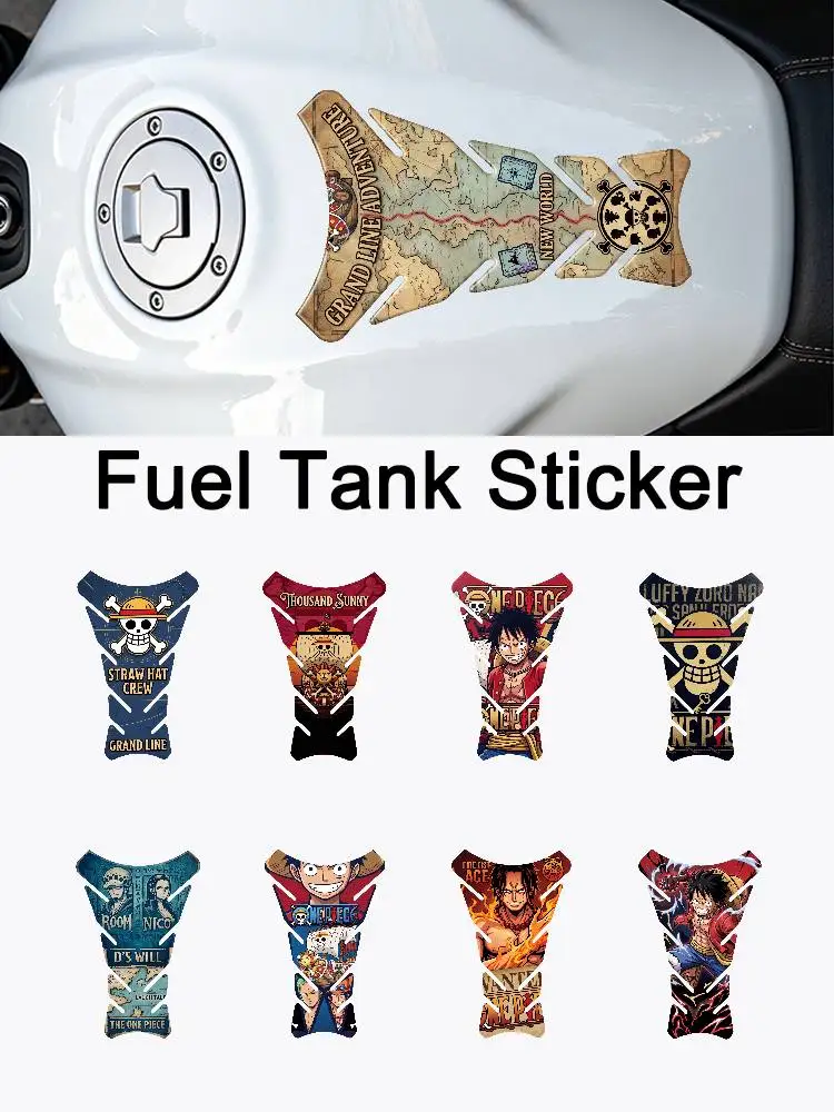 

ONE PIECE Motorcycle PVC Tank Pad Tank Cap Protector Racing Sticker Universal