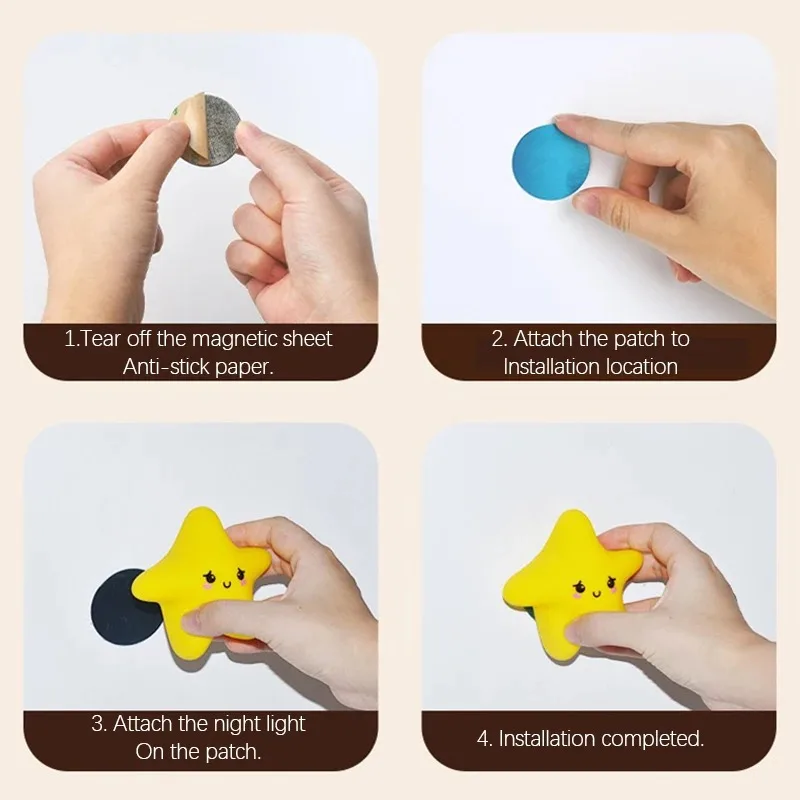 USB 충전식 미니 LED 밤 빛 만화 스타 문 실리콘 터치 램프 어린이 침실 머리맡 보육 장식 선물