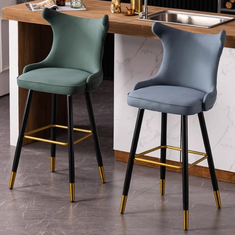 Stylish Lounge Bar Stool Minimalistic Simple Back Comfortable Velvet Nordic Chair Modern Leather Barkrukken Home Furniture