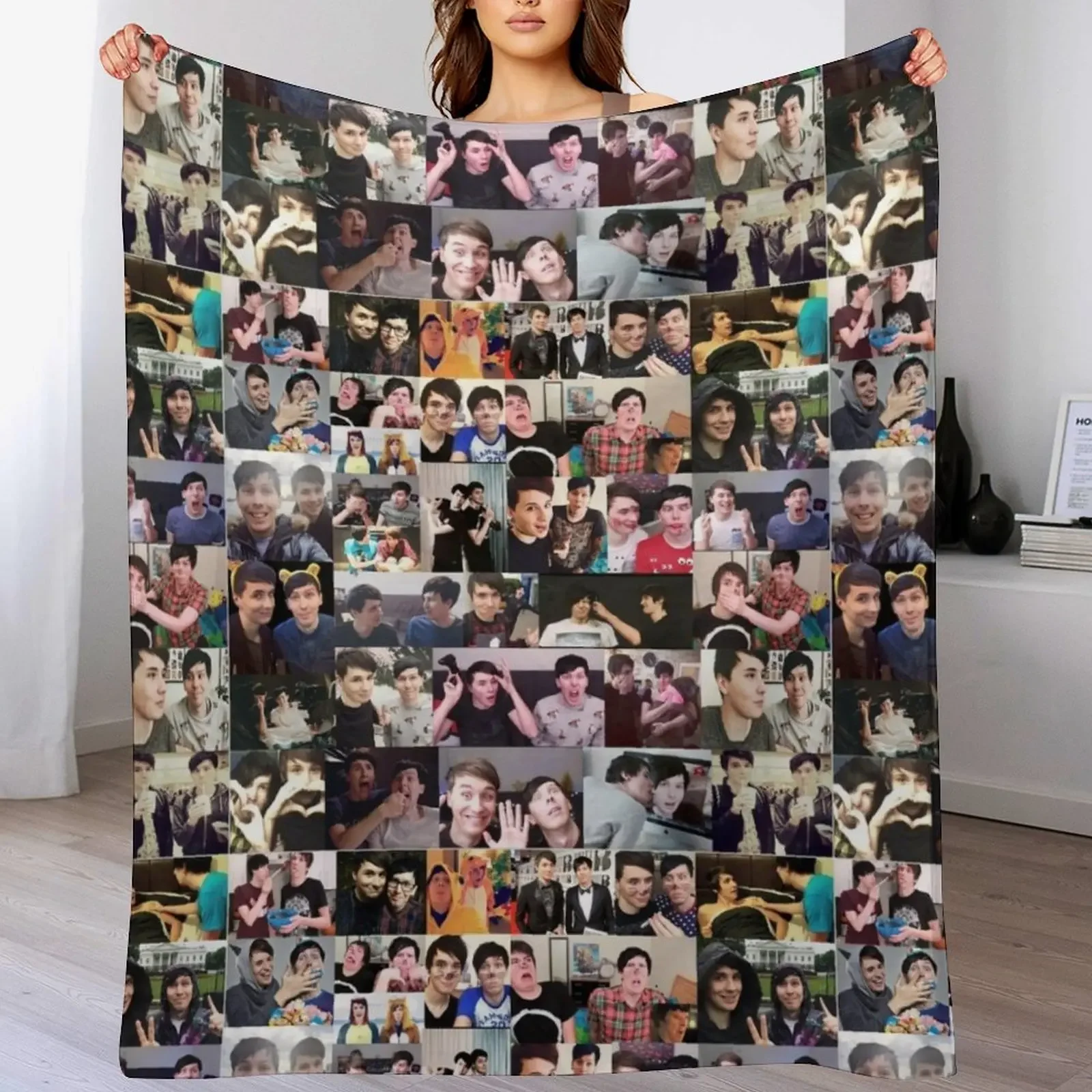 

Dan and Phil! Throw Blanket Personalized Gift Flannel Fabric Decorative Sofa Luxury Designer Blankets