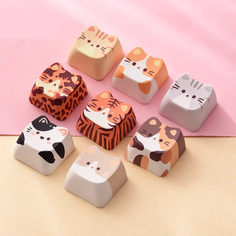 Cute cartoon cat keycap outline R4 DIY game console mechanical keyboard cherry MX axis replacement custom keycap
