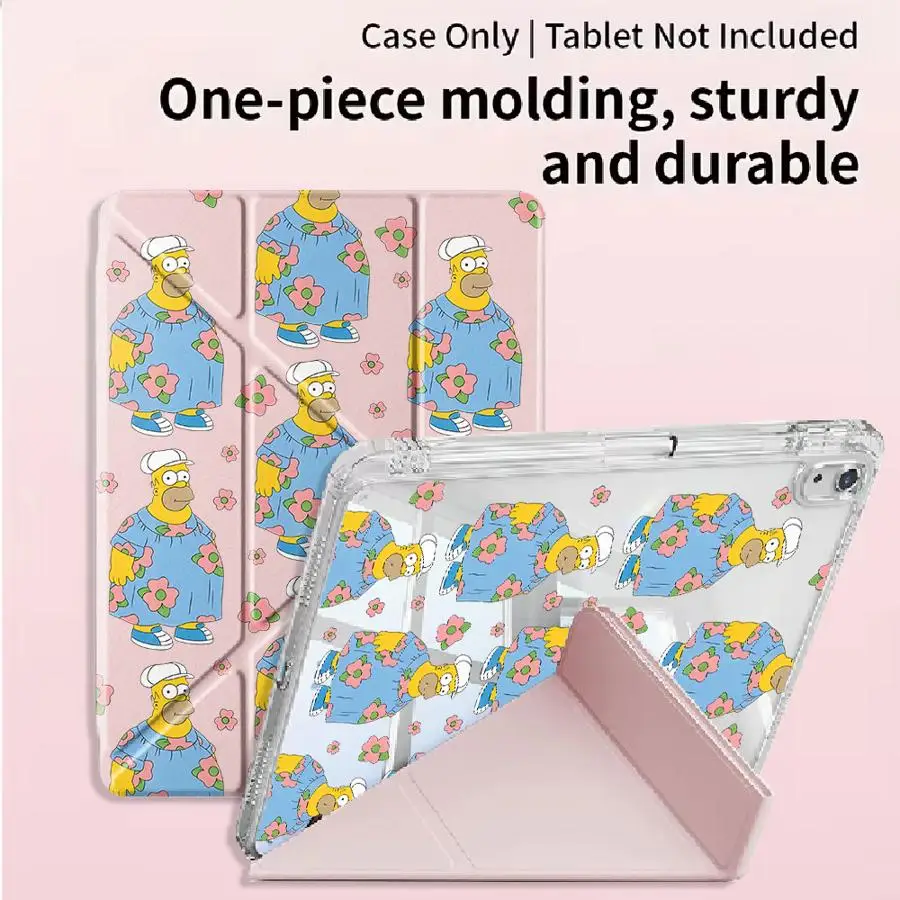 The Simpsons Cartoon Homer Y-Fold Holder Cover Tablet Case For iPad Mini 6 7 Air 4 5 M3 M2 1 2 M4 11inch Pro 2025 Pro 11th 10th 5