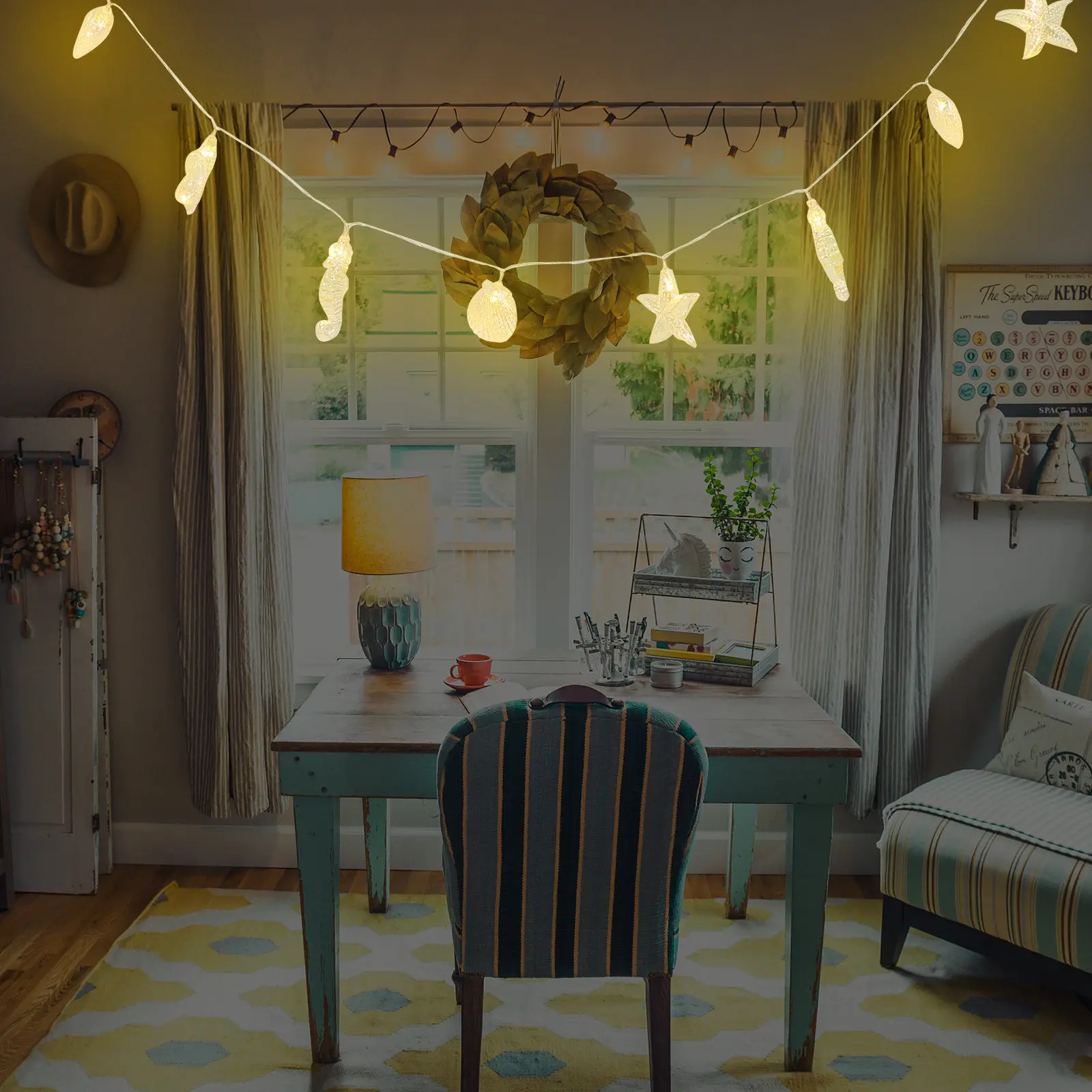 

Summer Decor Light Decorative Night Ocean Themed Led Lights Style Beach Lamps Sea Party Decorations
