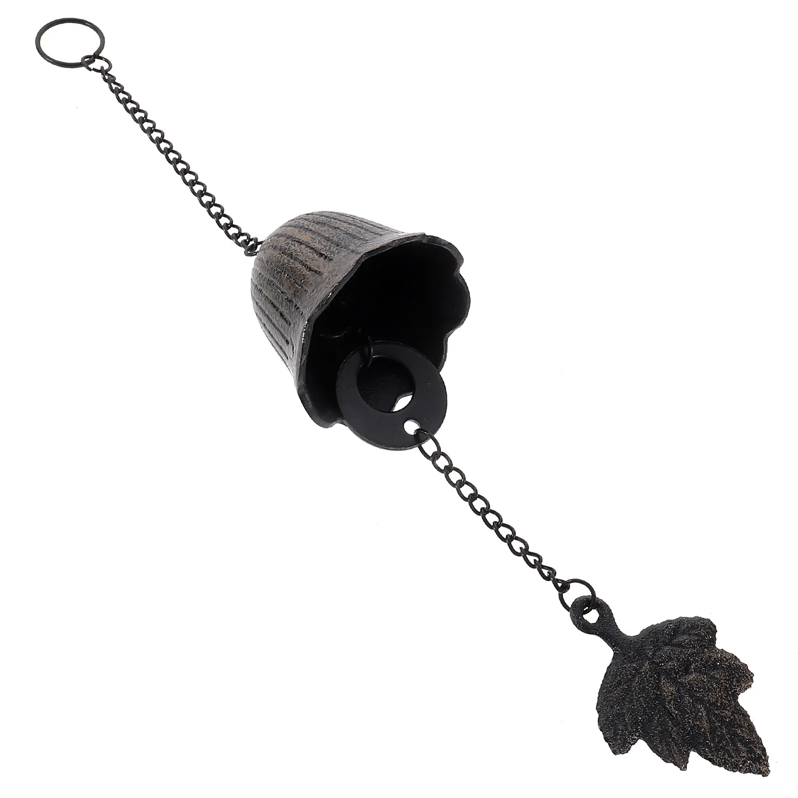 Retro Iron Wind Chime Maple Leaf Design Hanging Wind Bell for Home Garden Yard Temple Yoga Space Crisp Melodious Tone Decor