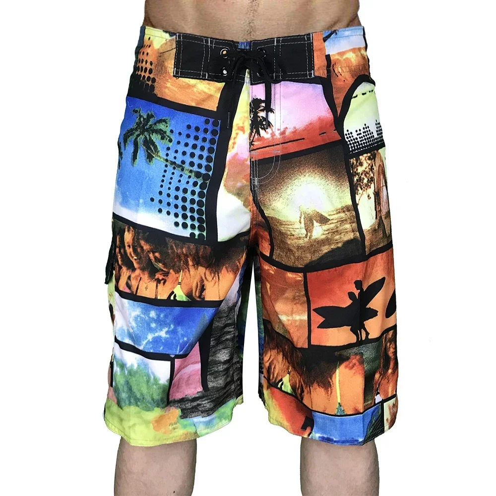 Men\'s Board Swimming Shorts Trendy De Bain Homme Bermuda Water Beach Shorts Quick Drying Pants Hawaiian Beach Vacation Wear